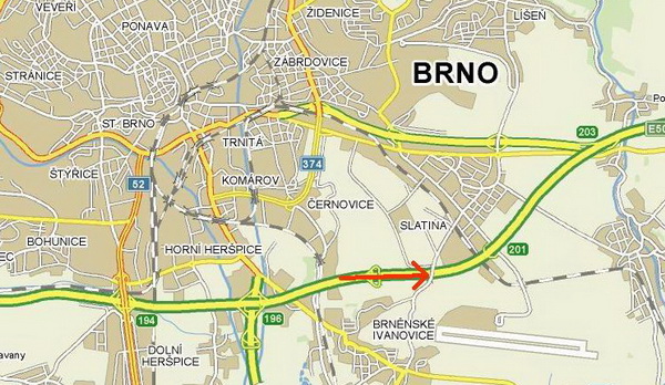 Brno D1 200. km - mapa 1 Brno D1 200. km - mapa 1