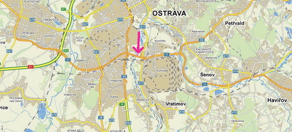 Ostrava - Rudn&aacute; - k D1 - mapa 1
